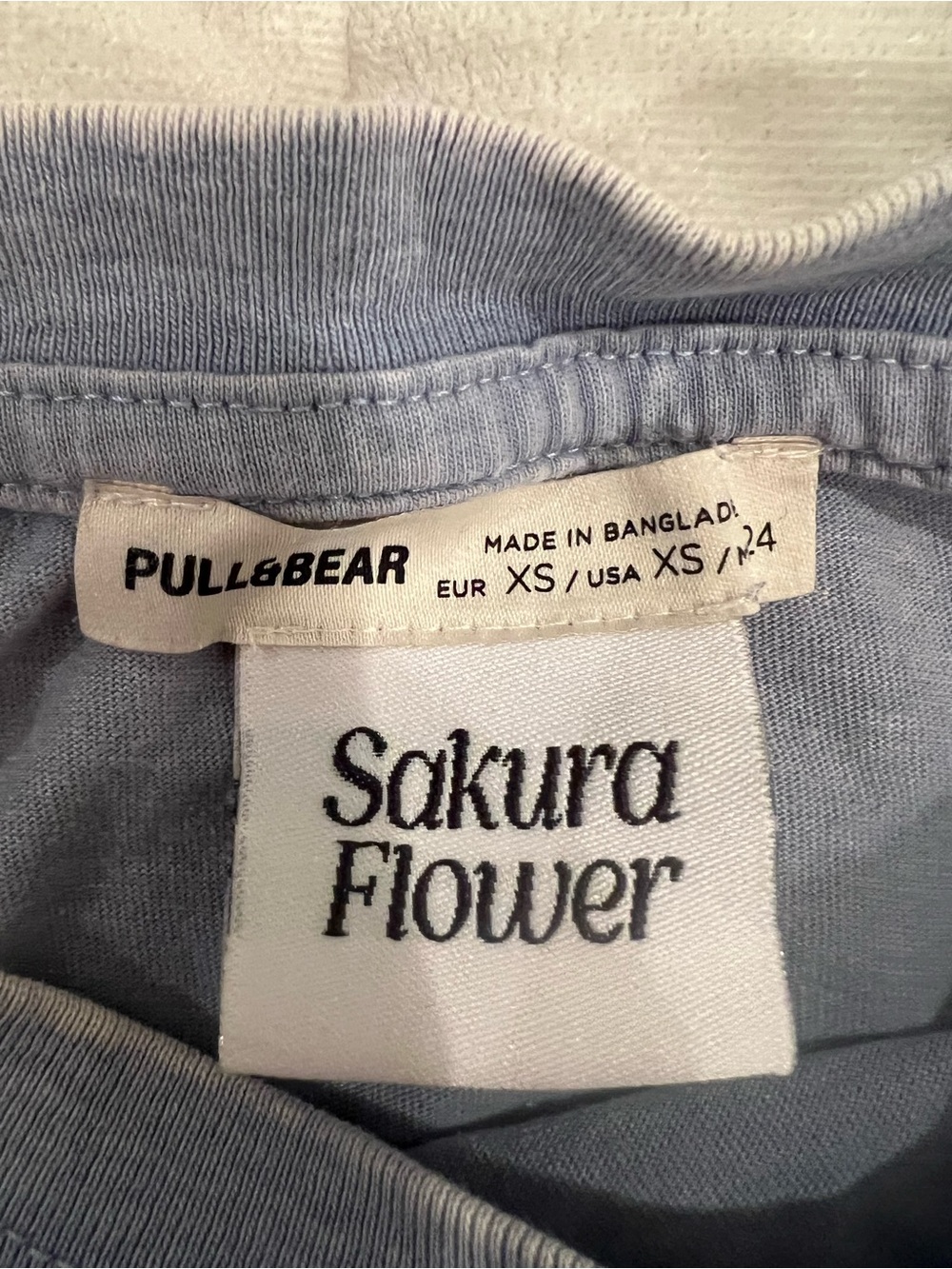 Pull&Bear graphic t-shirt | washed blue featuring “Sakura Flower" | Size XS - Picture 9 of 9